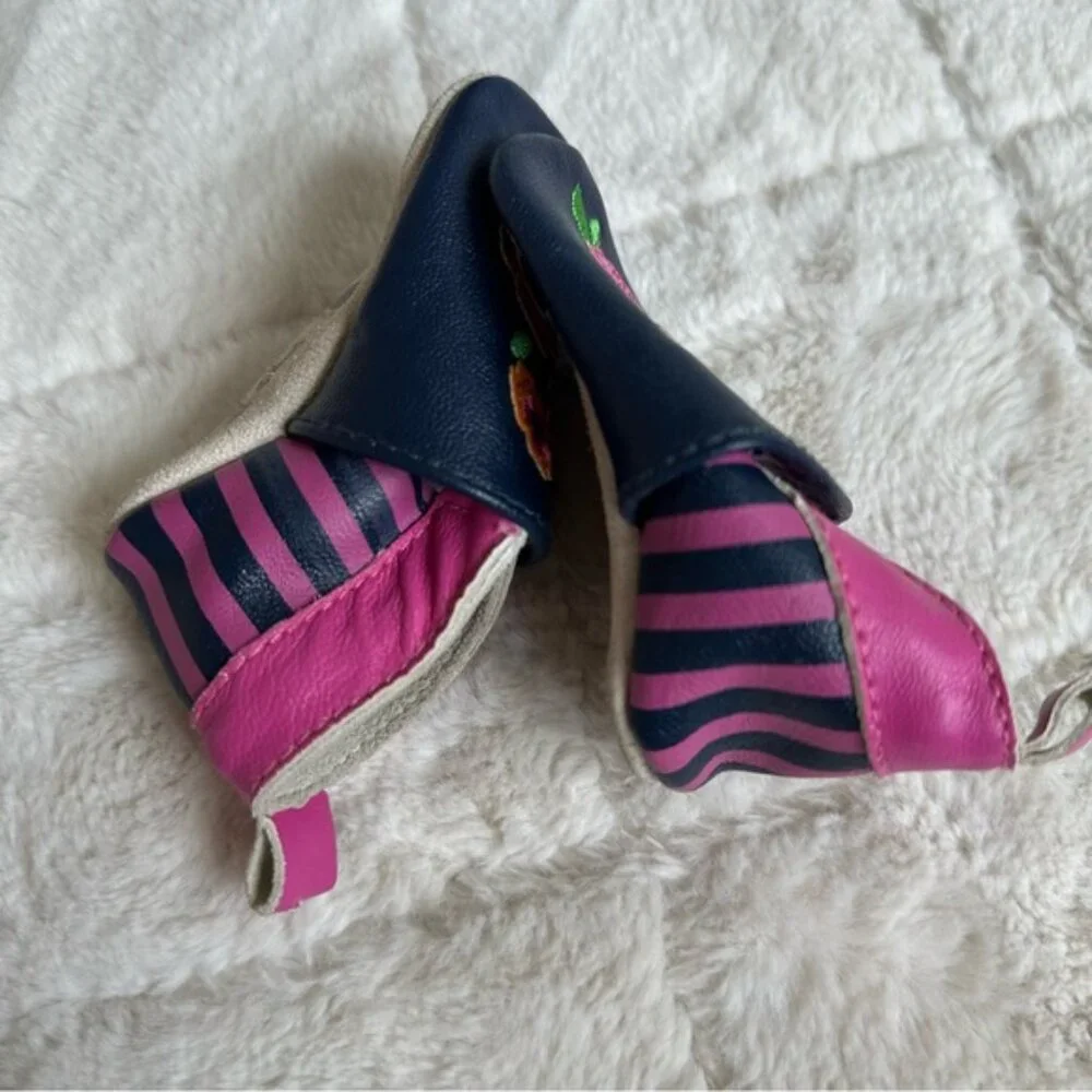 Jojo Maman Bebe | Purple, Pink & Blue Floral Infant Moccasins | Size 0-6 Months
